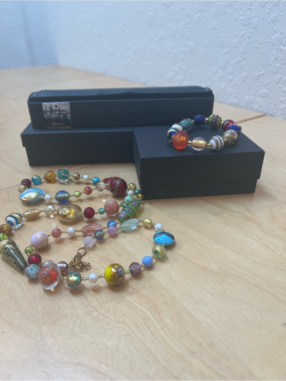 Multicolor DyademaMurano Glass Bead Necklace and Bracelet Set